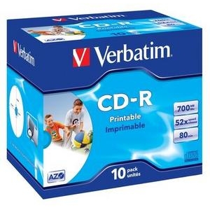 Mediu stocare Verbatim CD-R 700MB 52x AZO Wide Inkjet Printable 10 bucati