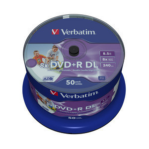 Mediu stocare Verbatim DVD+R AZO Double Layer 8x Printable No ID Spindle 50 bucati