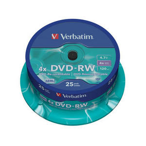 Mediu stocare Verbatim DVD-RW 4x Matt Silver Spindle 25 bucati