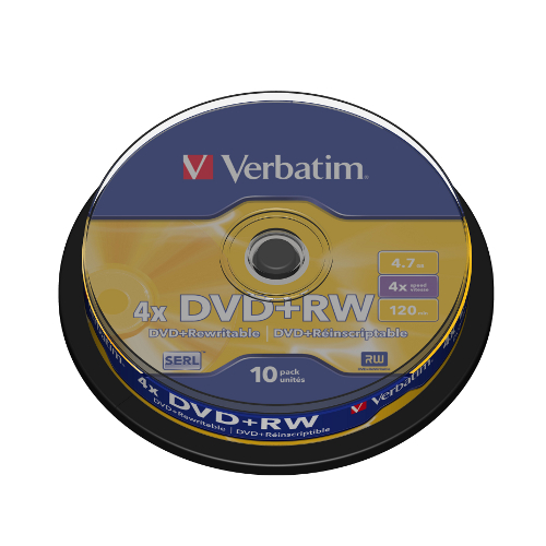 Mediu stocare Verbatim DVD+RW 4.7GB 4x Matt Silver spindle 10 buc