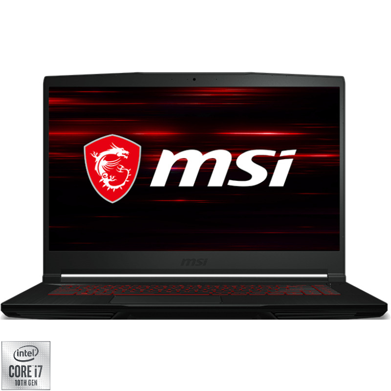 Laptop MSI Gaming 15.6” GF63 Thin 10SCSR, FHD 144Hz, Procesor Intel® Core™ i7-10750H (12M Cache, up to 5.00 GHz), 8GB DDR4, 512GB SSD, GeForce GTX 1650 Ti 4GB, No OS, Black MSI imagine noua idaho.ro