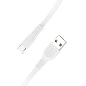 Cablu de date / adaptor Lamtech Flat USB Male la USB-C Male, 1 m, White, amperaj maxim suportat 3A
