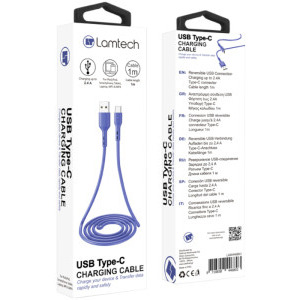 Lamtech USB Male la USB-C Male, 2.1A 1 m, Blue