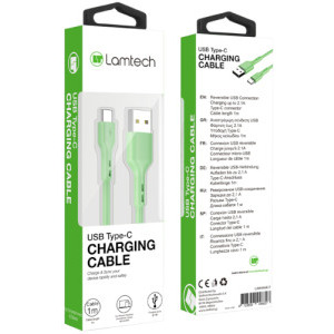 Lamtech USB Male la USB-C Male, 2.1A 1 m, Green