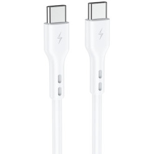 Cablu de date / adaptor Lamtech USB-C Male la USB-C Male, 100W 1 m, White, amperaj maxim suportat 5A