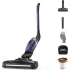 Aspirator Rowenta vertical X-TREM Compact 2 in 1 RH1238WO, 145W, Tehnologie Flex in doua pozitii, autonomie 40 minute, cap de aspirare iluminare LED, 0.4L, Violet/ negru, Violet-Negru