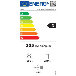 Beko B5RCNA405HXB, 355 L, No Frost, HarvestFresh, AeroFlow, Clasa D, 203 cm, Argintiu