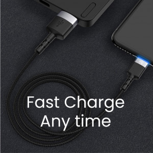 Tellur USB Male la USB-C Male, Led, Nailon, 1.2 m, Black, amperaj maxim suportat 3A