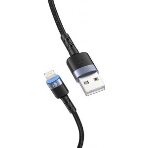 Tellur USB Male la Lightning Male, Led, Nailon, 2 m, Black