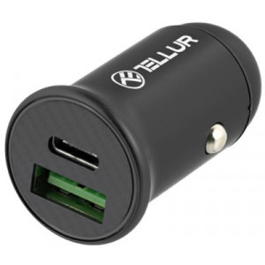 Incarcator auto Tellur PD60W, 60W, 1x USB, 1x USB-C, QuickCharge 3.0, Black
