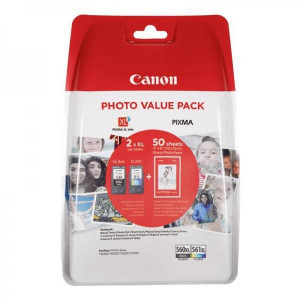 Canon Cartus PG-560XL + CL-561XL + 50 coli hartie foto - Value Pack