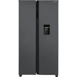 Heinner HSBS-HM592NFDXWDE++, 592 L, Clasa E, Total No Frost, Inverter, Multi Air-Flow, InoxCool, MultiClimate, Touch Control, Display LED, Dozator de apa, 178 cm, Gri Antracit Texturat