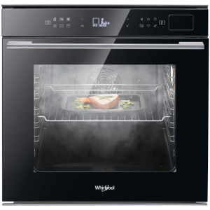 Cuptor incorporabil Whirlpool W7 OS4 4S1 P BL, Electric, 73 L, Autocuratare pirolitica, 6th Sense, Ready2Cook, Grill, Ghidaje telescopice, Clasa A+, Negru