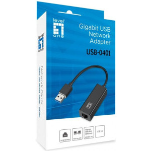 LevelOne 1x USB-A Male - 1x RJ45 Female, Black