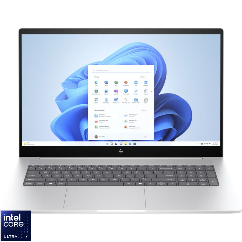 Laptop HP 17.3'' ENVY 17-da0019nn, FHD IPS Touch, Procesor Intel® Core™ Ultra 7 155H (24M Cache, up to 4.80 GHz), 16GB DDR5, 2TB SSD, Intel Arc, Win 11 Home, Glacier Silver
