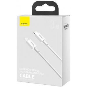 Baseus Superior CATLYS-C02, USB-C Male la Lightning Male, 2 m, White