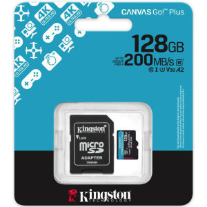 Kingston microSDXC Canvas Go Plus Gen4 Class 10 UHS-I A2 128GB + Adaptor