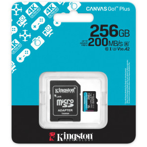 Kingston microSDXC Canvas Go Plus Gen4 Class 10 UHS-I A2 256GB + Adaptor