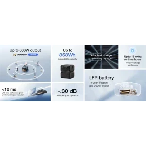 EcoFlow Statie de alimentare portabila River 3 Plus, 286 Wh, 600 W, LiFePO4