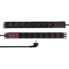 Priza/prelungitor Logilink 16x Schuko, 2m, Two Pack, Black