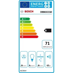Bosch integrata DBB65CC60, Putere de absorbtie 582 m3/h, Clasa B, 3 trepte de viteza, Iluminare LED, 60 cm, Negru