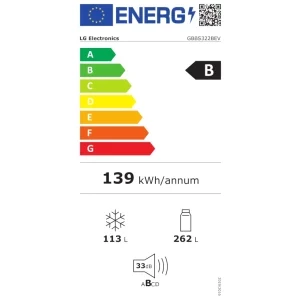 LG GBBS322BEV, 375 L, Clasa B, No Frost, Smart Inverter, AI Fresh, LinearCooling, DoorCooling+, FreshBalancer, FreshConverter, ThinQ, Control electronic, 203 cm, Negru