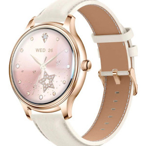 SmartWatch COLMi L28 auriu, curea din piele aurie