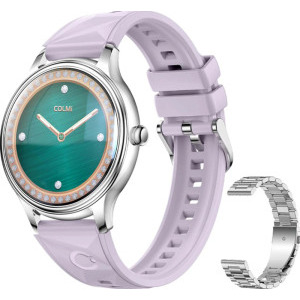 SmartWatch COLMi L28 argintiu-violet, curea din otel argintiu