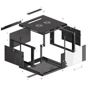 Lanberg WF01-6606-10B 6U, Wall mount, 600 x 600, Glass door, Negru