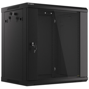 Lanberg WF01-6412-10B 12U, Wall mount, 600 x 450, Glass door, Negru