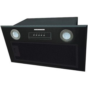 Hota incorporabila Heinner integrata HBIH-MD600BK, Putere de absorbtie 610 m3/h, Clasa C, 3 trepte de viteza, Iluminare LED, 60 cm, Negru