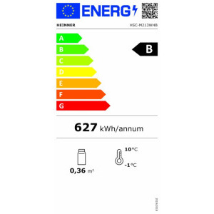Heinner Vitrina frigorifica HSC-M213WHB, 213 L, Clasa B, Control mecanic, Iluminare LED, 175 cm, Alb