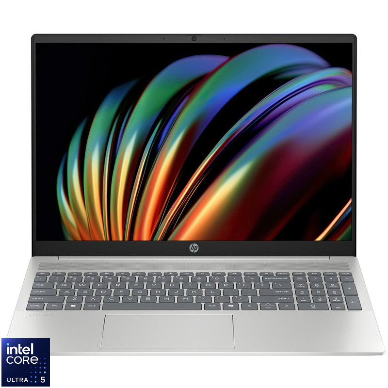 Laptop HP 16'' Pavilion 16-af0021nn, 1920 x 1200 IPS, Procesor Intel® Core™ Ultra 5 125U (12M Cache, up to 4.30 GHz), 16GB LPDDR5, 512GB SSD, Intel Graphics, Free DOS, Natural Silver