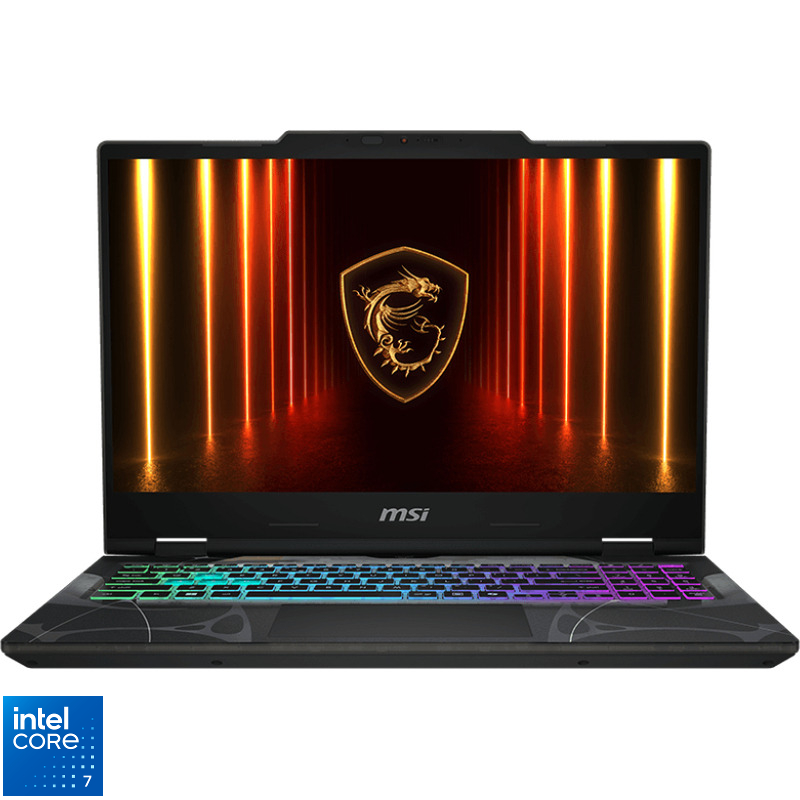Laptop MSI Gaming 15.6'' Cyborg 15 B2RWFKG, FHD 144Hz, Procesor Intel® Core™ 7 240H (24M Cache, up to 5.20 GHz), 16GB DDR5, 512GB SSD, GeForce RTX 5060 8GB, Free DOS, Translucent Black