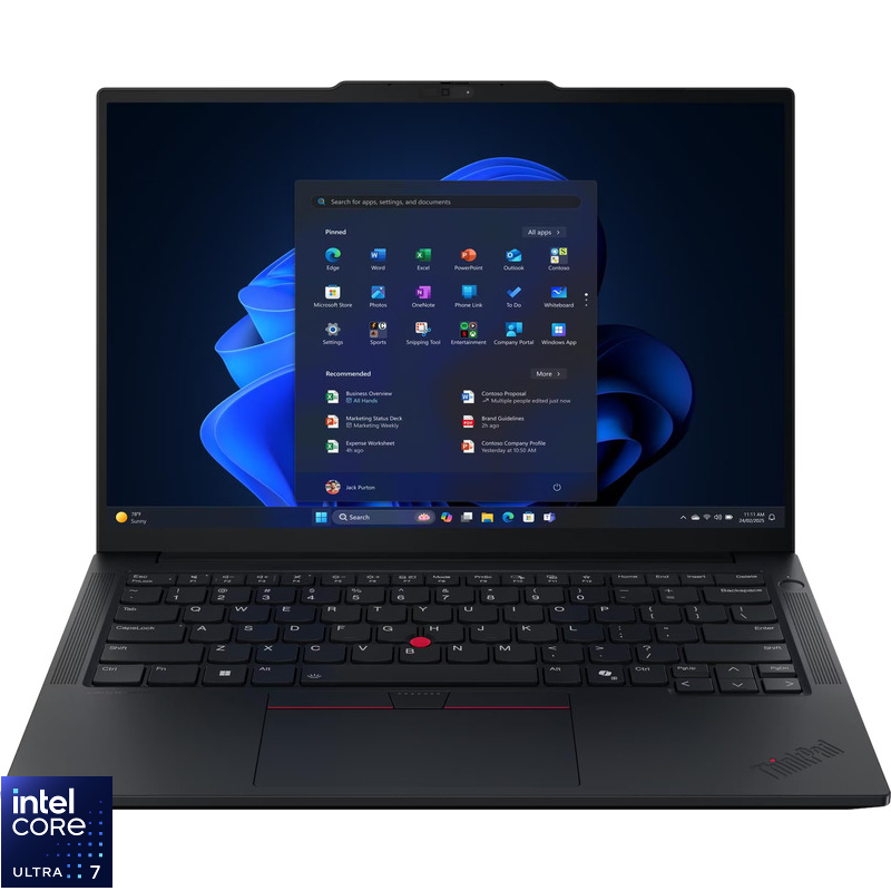 Laptop Lenovo 14'' ThinkPad E14 Gen 7, WUXGA IPS, Procesor Intel® Core™ Ultra 7 258V (12M Cache, up to 4.80 GHz), 32GB LPDDR5X, 1TB SSD, Intel Arc 140V, Win 11 Pro, Black