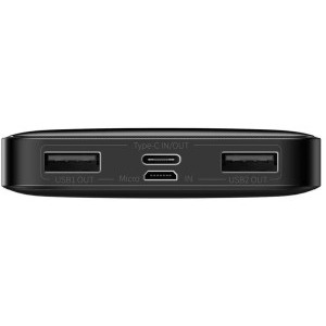 Baseus Bipow, 10000 mAh, PD 15W, 1x USB-C, 2x USB, Black