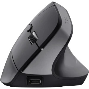 Trust Bayo+ Ergonomic, Silent click, Reincarcabil USB-C, Bluetooth + 2.4 GHz, Black