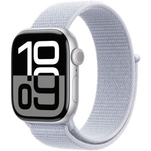 Apple Watch Series 10, Cellular, 46mm Carcasa Aluminium Silver, Blue Cloud Sport Loop