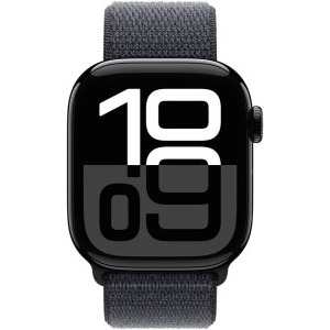 Apple Watch Series 10, Cellular, 46mm Carcasa Aluminium Jet Black, Ink Sport Loop