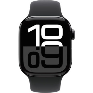 Apple Watch Series 10, 46mm Carcasa Aluminium Jet Black, Black Sport Band - M/L