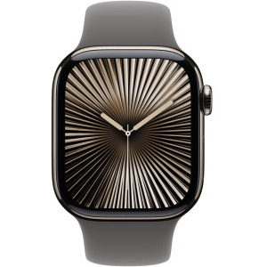 Apple Watch Series 10, 46mm Carcasa Titanium Natural, Stone Grey Sport Band - S/M, GPS + Cellular