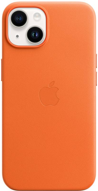 Apple Protectie pentru spate, material piele, cu MagSafe pentru iPhone 14, culoare Orange
