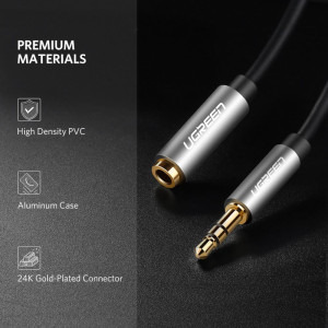 Ugreen AV118, Jack 3.5 mm Male - Jack 3.5 mm Female, 1m, negru-gri