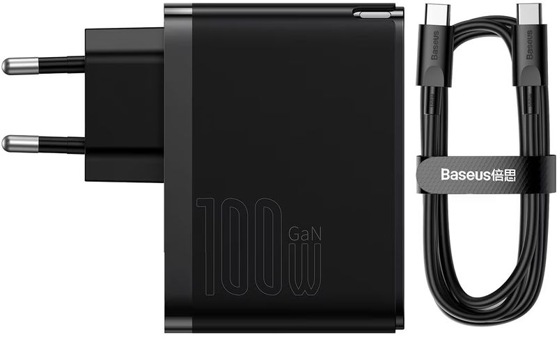 Incarcator retea Baseus GaN5 Pro, 1x USB, 1x USB-C, Quick Charge 100W, Black