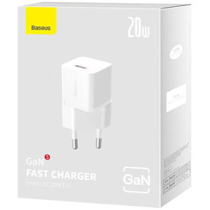 Baseus GaN5, 1x USB-C, Fast Charger 20W, White