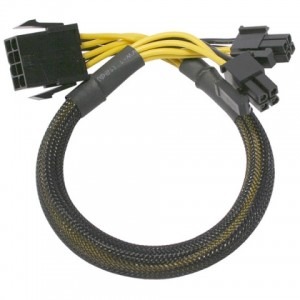 Cooltek 8-pin ATX Male - 4+4-pin ATX Female, 0.3m, negru
