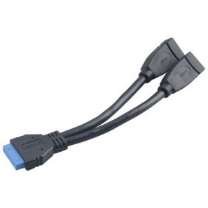 AKASA Cablu USB 3.0 M - 2x USB 3.0 F, 0.15m, negru