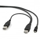 Cablu periferice Gembird 2x USB 2.0 Male tip A - miniUSB 2.0 Male tip B, 0.9m, negru