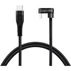 Cablu de date / adaptor Logilink CU0191, USB-C Male la USB-C Male, Angled, 2 m, Black