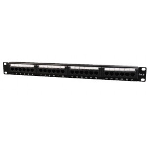 Accesoriu retea Gembird Patch panel 19 inch 24 Port CAT6 rear cable management Black